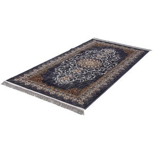 Orientteppich MORGENLAND Saffron Sensations - Orientalischer Webteppich Teppiche Gr. B/L: 100 cm x 400 cm, 0,8 mm, 1 St., blau (dunkelblau) Orientalische Muster OrientOptik