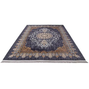 Orientteppich MORGENLAND Saffron Sensations - Orientalischer Webteppich Teppiche Gr. B/L: 150 cm x 225 cm, 0,8 mm, 1 St., blau (dunkelblau) Orientalische Muster OrientOptik