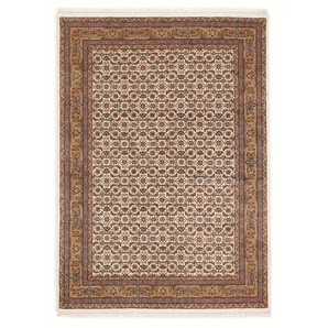 Orientteppich OCI DIE TEPPICHMARKE Himla Herati Teppiche Gr. B: 120cm, 20mm, L: 180cm, beige (creme/beige) Fransenteppich reine Wolle, hochwertig handgeknüpft, mit Fransen, warmes Raumklima