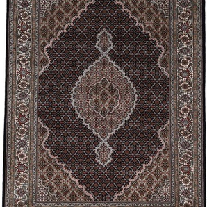 Orientteppich WOVEN ARTS Orientteppich Tabriz Mahi, schwarz, B:120cm H:15mm L:180cm, Wolle, Teppiche, handgeknüpft, Wohnzimmer, reine Wolle