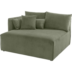 Ottomane ANDAS Nöre Sofas Gr. B/H/T: 138cm x 86cm x 128cm, Samtcord, Ottomane links, grün (dunkelgrün) kurzes Lounge-Modul - zum Zusammenstellen, Breite 138 cm, Tiefe 128 cm