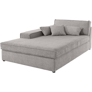 Ottomane RAUM.ID Enid Sofas Gr. B/H: 130cm x 75cm, Struktur, Ottomane links, grau (hellgrau) einzeln stellbar oder als Teil eines Modulsofas, fester Sitzkomfort