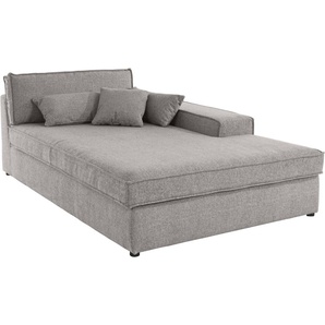 Ottomane RAUM.ID Enid Sofas Gr. B/H: 130cm x 75cm, Struktur, Ottomane rechts, grau (hellgrau) einzeln stellbar oder als Teil eines Modulsofas, fester Sitzkomfort