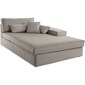 Ottomane RAUM.ID Enid Sofas Gr. B/H: 130cm x 75cm, Struktur (recyceltes Polyester), Ottomane rechts, beige einzeln stellbar oder als Teil eines Modulsofas, fester Sitzkomfort