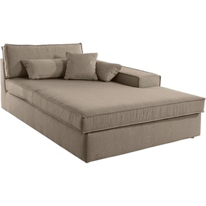 Ottomane RAUM.ID Enid Sofas Gr. B/H: 130 cm x 75 cm, Struktur (recyceltes Polyester), Ottomane rechts, grau (taupe) einzeln stellbar oder als Teil eines Modulsofas, fester Sitzkomfort