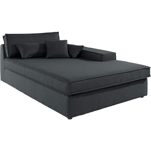 Ottomane RAUM.ID Enid Sofas Gr. B/H/T: 130cm x 75cm x 190cm, Struktur fein, Ottomane rechts, grau (anthrazit) einzeln stellbar oder als Teil eines Modulsofas, fester Sitzkomfort