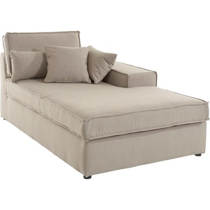 Ottomane RAUM.ID Florid Sofas Gr. B/H/T: 100 cm x 75 cm x 162 cm, Struktur (recyceltes Polyester), Ottomane rechts, grau (taupe) einzeln stellbar oder als Teil eines Modulsofas, auch in Cord