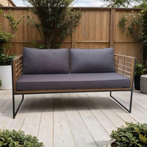 OUTLIV. Maui Gartensofa Stahl/Akazie/Polster Dunkelgrau