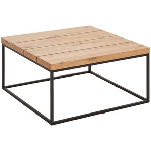 P & B Couchtisch, Schwarz, Eiche, Metall, Holzwerkstoff, quadratisch, Flachrohr, 80x40x80 cm, Fsc, Wohnzimmer, Wohnzimmertische, Couchtische