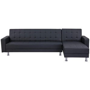 P & B Ecksofa, Schwarz, Textil, 4-Sitzer, L-Form, 107x82x91 cm, Liegefunktion, Wohnzimmer, Sofas & Couches, Wohnlandschaften, Ecksofas