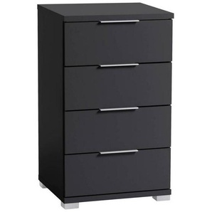 P & B Nachtschrank, Schwarz, 4 Schubladen, 46x79x42 cm, Schlafzimmer, Nachttische