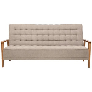 P & B Schlafsofa, Beige, Textil, Esche,Esche, massiv, 3-Sitzer, 202x95x95 cm, Liegefunktion, Schlafen auf Sitzhöhe, Kinder- & Jugendzimmer, Jugendmöbel, Jugendsofas