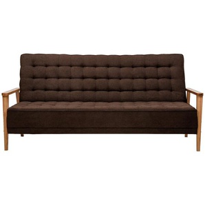 P & B Schlafsofa, Braun, Textil, Esche,Esche, massiv, 3-Sitzer, 202x95x95 cm, Liegefunktion, Schlafen auf Sitzhöhe, Kinder- & Jugendzimmer, Jugendmöbel, Jugendsofas