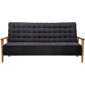 P & B Schlafsofa, Dunkelgrau, Textil, Esche,Esche, massiv, 3-Sitzer, 202x95x95 cm, Liegefunktion, Schlafen auf Sitzhöhe, Kinder- & Jugendzimmer, Jugendmöbel, Jugendsofas