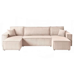 P & B Wohnlandschaft Carlos, Beige, Textil, 8-Sitzer, U-Form, 315x142 cm, Wohnzimmer, Sofas & Couches, Wohnlandschaften, Wohnlandschaften in U-Form