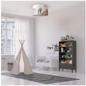 Paco Home Deckenleuchte Hugo Capri, ohne Leuchtmittel, Kinderzimmer Deckenleuchte Spielzimmer Baby Straße Auto Wolken