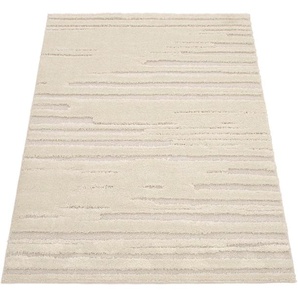 Paco Home Hochflor-Teppich Genua 742, rechteckig, Höhe: 34 mm, Uni-Farben, Hoch-Tief Effekt, gestreift, modernes Design, Flor