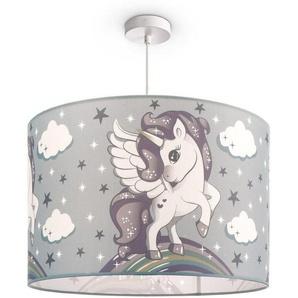 Paco Home Pendelleuchte Cosmo 213, ohne Leuchtmittel, Kinderlampe Deckenlampe LED Kinderzimmer Lampe Mit Einhorn, E27