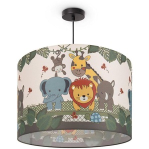 Paco Home Pendelleuchte Diamond 634, ohne Leuchtmittel, Kinderlampe Deckenlampe LED Kinderzimmer, Dschungel-Tiere, E27