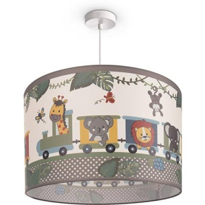 Paco Home Pendelleuchte Diamond 635, ohne Leuchtmittel, Kinderlampe Deckenlampe LED Kinderzimmer Lampe Zug Tieren, E27