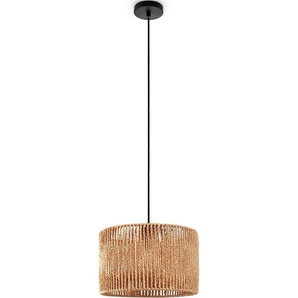 Paco Home Pendelleuchte Hugo Buena, ohne Leuchtmittel, Wohnzimmer Esszimmer Rattan Optik Boho Lampenschirm Papier