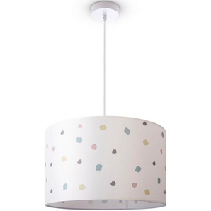 Paco Home Pendelleuchte Hugo Dots, ohne Leuchtmittel, Pendellampe Lampenschirm Rund Stoff Punkte Bunt Textilschirm Retro