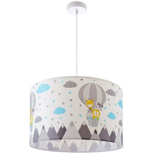 Paco Home Pendelleuchte Cosmo 343, ohne Leuchtmittel, Lampe Kinderzimmer Deckenlampe Heißluftballon Wolken Tiere Zoo E27