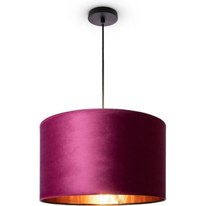 Paco Home Pendelleuchte Hugo uni Color, ohne Leuchtmittel, Wohnzimmer Lampenschirm aus Velour Unifarben Deko E27 Kabel 1,5m