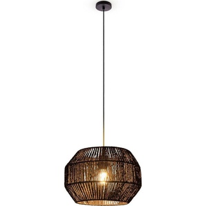 Paco Home Pendelleuchte Hugo Yago, ohne Leuchtmittel, Wohnzimmer Esszimmer Rattan Optik Boho Lampenschirm Papier Modern