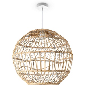 Paco Home Pendelleuchte MAITE, ohne Leuchtmittel, Rattan Hängeleuchte Korblampe Rund E27 Boho Stil Modern Wohnzimmer