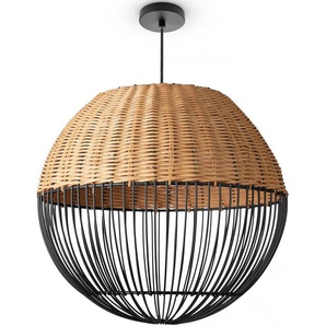 Paco Home Pendelleuchte PURO, ohne Leuchtmittel, Rattanlampe Korb Lampe LED Boho Natur Vintage Rund E27