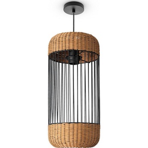 Paco Home Pendelleuchte PUSTA, ohne Leuchtmittel, Rattan Esszimmer Lampe Pendelleuchte Boho Zylinder Rustikal E27