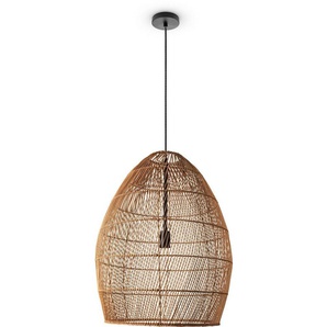 Paco Home Pendelleuchte VIHMA, ohne Leuchtmittel, Rattan Pendelleuchte Esstischlampe Natürlich LED Boho Rustikal E27