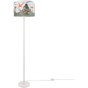 Paco Home Stehlampe Diamond 636, ohne Leuchtmittel, Kinderzimmer Babyzimmer Stehleuchte Stoffschirm Dinosaurier Motiv E27