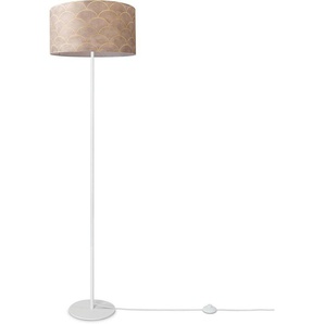 Paco Home Stehlampe Luca Pillar, ohne Leuchtmittel, Stehlampe Wohnzimmer Mit Stoff Büro Modern Vintage Retro Muster E27