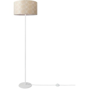 Paco Home Stehlampe Luca Pillar, ohne Leuchtmittel, Wohnzimmer Stehlampe Mit Schirm Büro Modern Vintage Muster E27