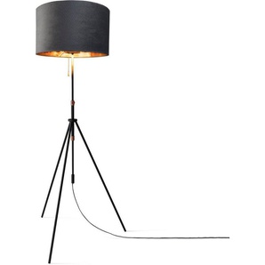 Paco Home Stehlampe Naomi uni Color, ohne Leuchtmittel, Wohnzimmer Höhenverstellbar 121,5 bis 176,5 cm Zugschalter Velour