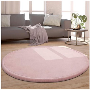 Paco Home Teppich Tatami 475, rund, Höhe: 24 mm, Kurzflor, Uni Farben, mit Memory Foam, waschbar