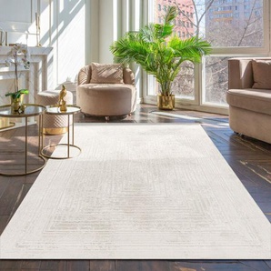 Paco Home - Teppich Wohnzimmer Kurzflor Skandinavisches Muster Boho Einfarbig 3D Beige Creme 80x300 cm