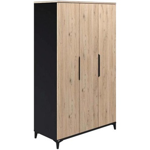 Paidi Babykleiderschrank Tomke, Schwarz, Eiche, Holzwerkstoff, 6 Fächer, 123.5x204.6x55.6 cm, GS-geprüft, Blauer Engel, Goldenes M, Babymöbel, Babykleiderschränke