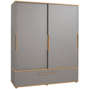 Paidi Schiebetürenschrank Sten, Grau, Eiche, Holz, 7 Fächer, 1 Schubladen, 164x200x62 cm, Blauer Engel, Goldenes M, Kinder- & Jugendzimmer, Jugendmöbel, Jugendkleiderschränke