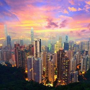 Papermoon Fototapete HONG KONG-VICTORIA PEAK STADT INSEL SKYLINE MEER NACHT