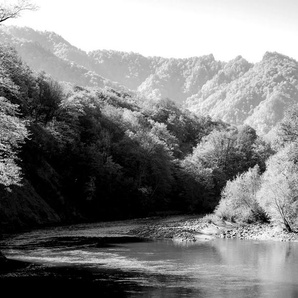 Papermoon Fototapete Landschaft Schwarz & Weiß