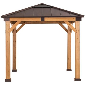 Pavillon, Holz, Zeder, 273x274x273 cm, wetterbeständig, Sonnen- & Sichtschutz, Pavillons