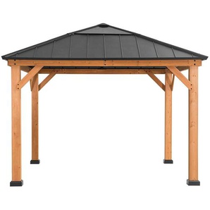 Pavillon, Holz, Zeder, 336x287x336 cm, wetterfest, Sonnen- & Sichtschutz, Pavillons