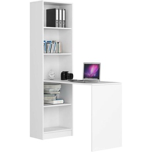 PC-Schreibtisch Akord smart in der Farbe Weiß Schreibtischbibliothek B125 x H180 x T50 cm