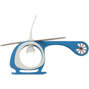 Pendelleuchte Hubschrauber Holz blau, weiß ¦ mehrfarbig ¦ Maße (cm): B: 60 H: 25