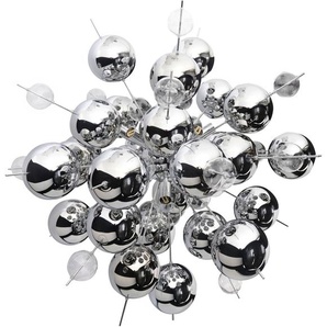 Pendelleuchte NÄVE Explosion Lampen Gr. Ø 65,00 cm Höhe: 150,00 cm, grau (chrom) Designerlampe Glaskugeln silber großklar klein, exkl. 10xG9, H: ca. 150cm, D: 65cm