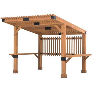 Pergola, Holz, Zeder,Zeder, massiv, 309.6x239-256.4x274.5 cm, Sonnen- & Sichtschutz, Pavillons