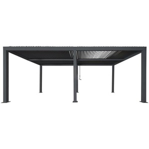 Pergola MCW-L46, Gartenpavillon Lamellen-Pavillon, 11Cm-Aluminium-Gestell, Regenrinne Sturmfest, 3X6m